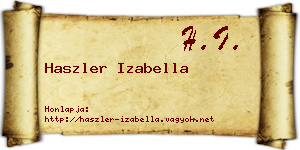 Haszler Izabella névjegykártya